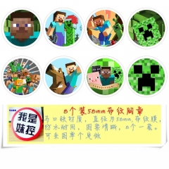 Minecraft Game  Anime Cartoon Brooches And Pins 8pcs/set