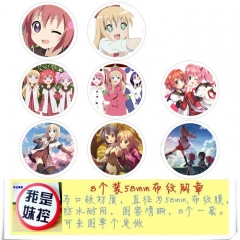 Yuruyuri Anime Character Cartoon Brooches And Pins 8pcs/set