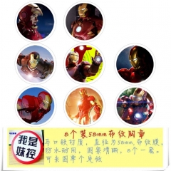 The Iron Man Movie Character Cartoon Brooches And Pins 8pcs/set