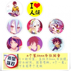No Game No Life Anime Character Cartoon Brooches And Pins 8pcs/set