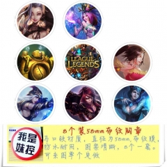 League of Legends Game Character Cartoon Brooches And Pins 8pcs/set