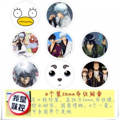 Gintama Anime Character Cartoon Brooches And Pins 8pcs/set