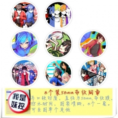 MekakuCity Actors Anime Character Cartoon Brooches And Pins 8pcs/set