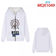 K-POP BTS Bulletproof Boy Scouts Pattern Full Color Casual Zipper Hooded Patch Pocket Coat Hoodie