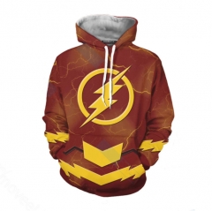 The Flash Movie Pattern Full Color Casual Hooded Patch Pocket Coat Hoodie