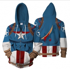 Captain America Anime 3D Print Casual Zipper Hoodie