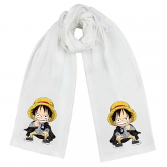 2 Colors One Piece Cartoon Patttern Cosplay Velvet For Winter Anime Scarf