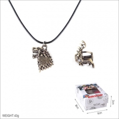 Game of Thrones Cosplay Collection Alloy Anime Necklace and Ring Set