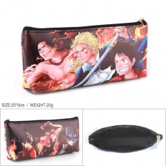 One Piece Cartoon PU Leather Student Anime Pencil Bag Storage Cosmetic bag