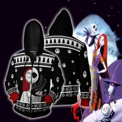 Nightmare Before Christmas Cosplay For Adult 3D Printing Anime Hooded Zipper Hoodie