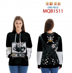 One Piece Cartoon Color Printing Patch Pocket Hooded Anime Hoodie