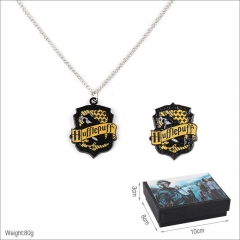 Harry Potter Movie Pattern Cartoon Cosplay Anime Alloy Necklace and Brooch Set