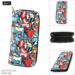 Marvel's The Avengers Captain America Movie Cartoon Cosplay PU Purse Zipper Anime Long Wallet