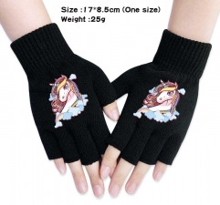 Unicorn Anime Half Finger Gloves Winter Gloves