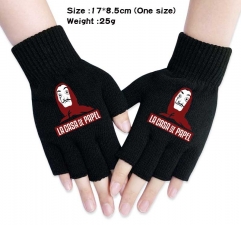La Casa De Papel Anime Half Finger Gloves Winter Gloves