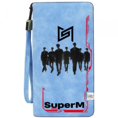 K-Pop Super M Wallets PU Leather Long Zipper Wallet