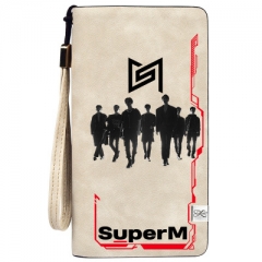 K-Pop Super M Wallets PU Leather Long Zipper Wallet