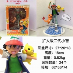 Pokemon Ash Ketchum Pikachu 2 Generation Anime Figure Collection Model Toy