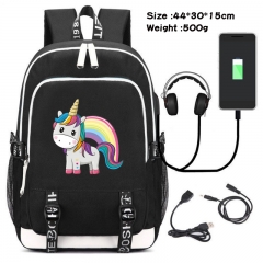 Unicorn Anime Cosplay Cartoon Colorful USB Charging Backpack Bag