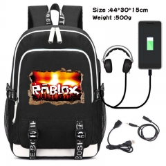 Roblox  Anime Cosplay Cartoon Colorful USB Charging Backpack Bag