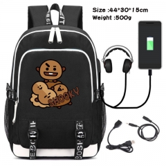 BT21 K-POP BTS Bulletproof Boy Scouts Anime Cosplay Cartoon Colorful USB Charging Backpack Bag
