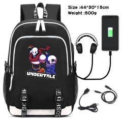 Undertale Anime Cosplay Cartoon Colorful USB Charging Backpack Bag