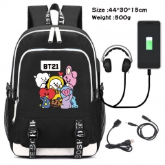 K-POP BTS Bulletproof Boy Scouts Anime Cosplay Cartoon Colorful USB Charging Backpack Bag