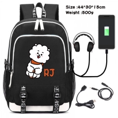 BT21 K-POP BTS Bulletproof Boy Scouts Anime Cosplay Cartoon Colorful USB Charging Backpack Bag