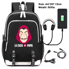 La Casa De Papel  Anime Cosplay Cartoon Colorful USB Charging Backpack Bag