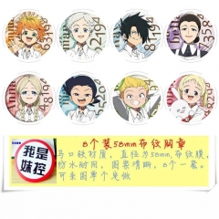 The Promised Neverland  Cartoon Brooches And Pins Decorative Pins 58MM (8pcs/set)