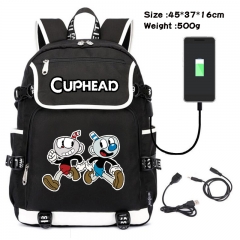 Cuphead Anime Cosplay Cartoon Waterproof Canvas Colorful USB Charging Backpack Bag