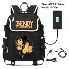 Bendy and the Ink Machine Anime Cosplay Cartoon Waterproof Canvas Colorful USB Charging Backpack Bag