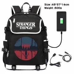 Stranger Things Anime Cosplay Cartoon Waterproof Canvas Colorful USB Charging Backpack Bag