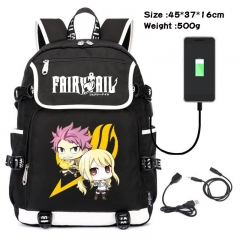 Fairy Tail  Anime Cosplay Cartoon Waterproof Canvas Colorful USB Charging Backpack Bag