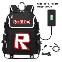 Roblox Anime Cosplay Cartoon Waterproof Canvas Colorful USB Charging Backpack Bag