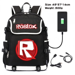 Roblox Anime Cosplay Cartoon Waterproof Canvas Colorful USB Charging Backpack Bag
