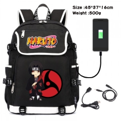Naruto Anime Cosplay Cartoon Waterproof Canvas Colorful USB Charging Backpack Bag