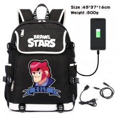 Brawl Stars Anime Cosplay Cartoon Waterproof Canvas Colorful USB Charging Backpack Bag