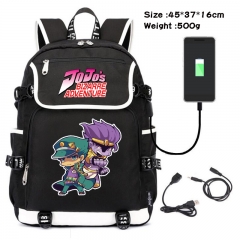 JoJo's Bizarre Adventure Anime Cosplay Cartoon Waterproof Canvas Colorful USB Charging Backpack Bag