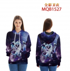Blue-Eyes White Dragon Cartoon Color Printing Patch Pocket Hooded Anime Hoodie