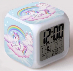 Unicorn Cartoon Colorful Change Anime Clock