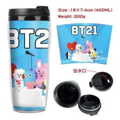 BT21 K-POP BTS Bulletproof Boy Scouts Cartoon Insulation Cup Heat Sensitive Mug 400ML