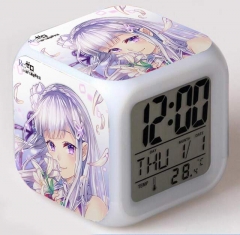Re: Zero kara Hajimeru Isekai Seikatsu Cartoon Square Colorful Change Anime Alarm Clock
