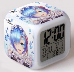 Re: Zero kara Hajimeru Isekai Seikatsu Rem Cartoon Square Colorful Change Anime Alarm Clock