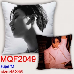 K-pop Super M Cartoon Cosplay Double Side Decorative Chair Cushion Cartoon Anime Square Pillow 45X45