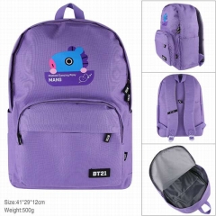 K-POP BTS Bulletproof Boy Scouts Purple Zipper School Bag Waterproof Wholesale BT21 Anime Backpack