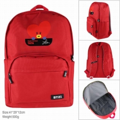 K-POP BTS Bulletproof Boy Scouts Red Zipper School Bag Waterproof Wholesale BT21 Anime Backpack