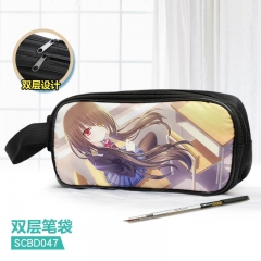 3 Different Styles Date A Live Cartoon Pattern Double Layer Nylon Waterproof Pencil Bag