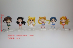 10 Pretty Soldier Sailor Moon Cosplay Cartoon Character Model Toy Anime Figure(6pcs/set )