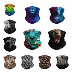 11 Styles Animal 3D Pattern Polyester Anime Magic Turban+Face Mask